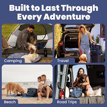 The Original Doggy BagTM - Complete Dog Travel Bag for Supplies with 2 BPA-Free Travel Dog Bowls & 2 Pet Food Containers - Traveling Kit for Road Trips, Camping, Weekend Away or Doggy Gift: Navy