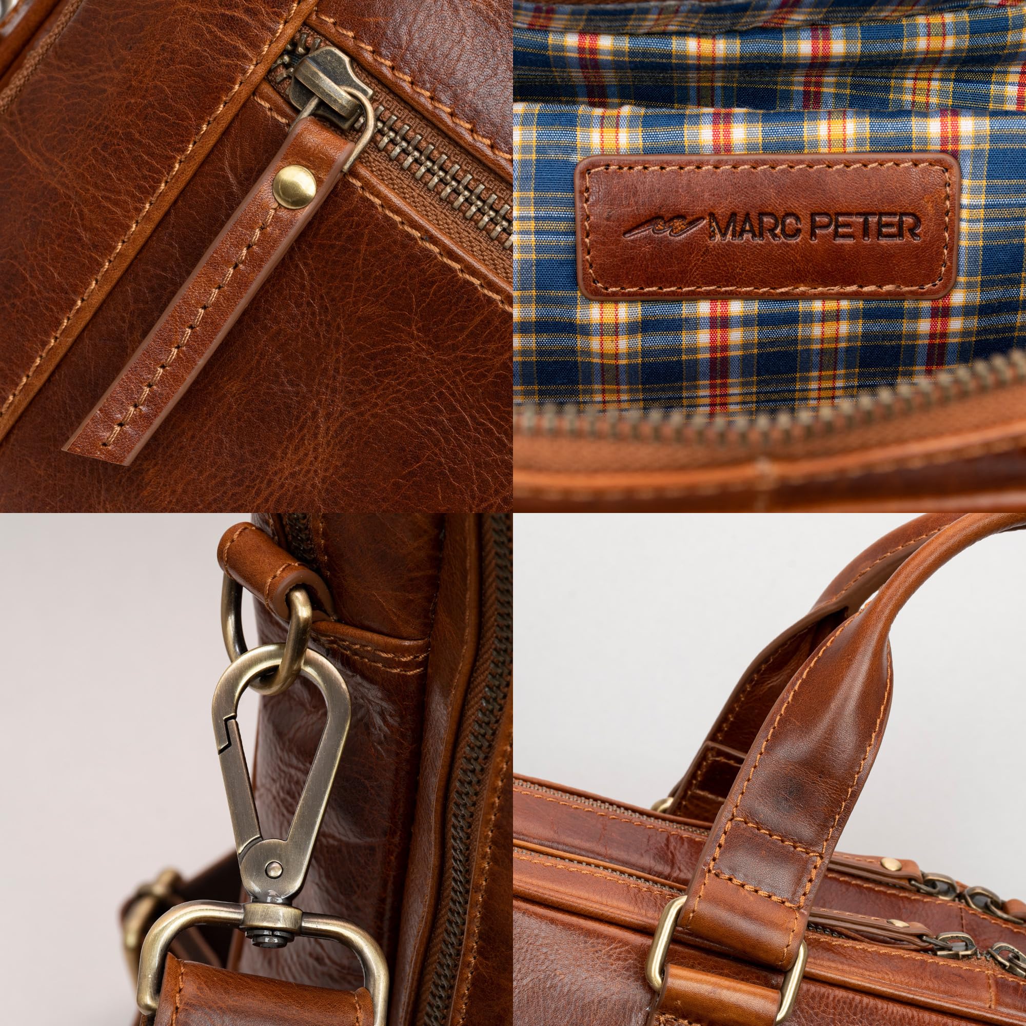Marc Peter Seattle I - Bolso bandolera de piel para portátil de 15,6 pulgadas, maletín para ordenador portátil, para hombre y mujer