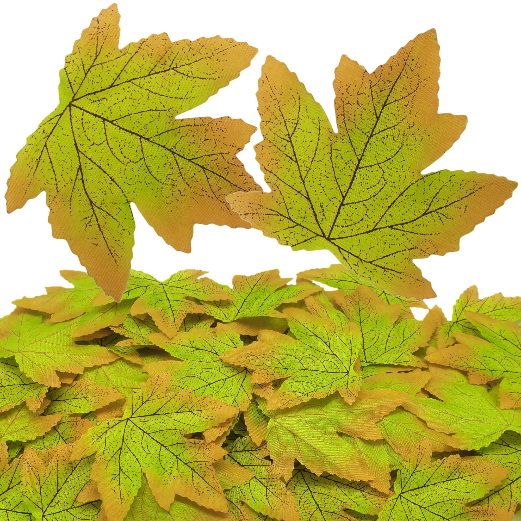 100PCS Simulated Maple Leaf, 3.9" x 3.5" Autumn Fall Artificial Leaves for Wedding Party Thanksgiving Decorations Table Room Home Decor Photography Props (Green)