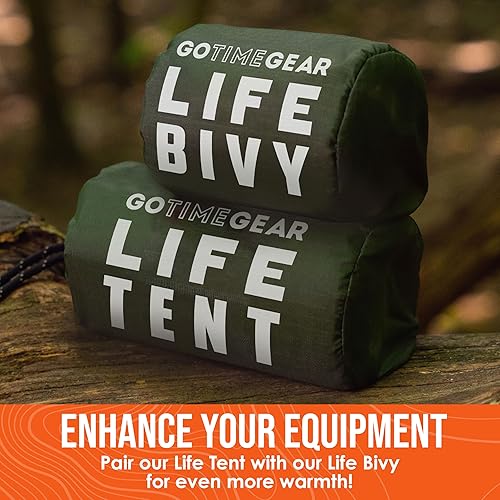 Miniatura 8 de Go Time Gear Survival Life Tent • 2 Person Mylar Emergency Shelter Tube Tent + Paracord • All-Weather Protection for Camping, Hiking, & Survival