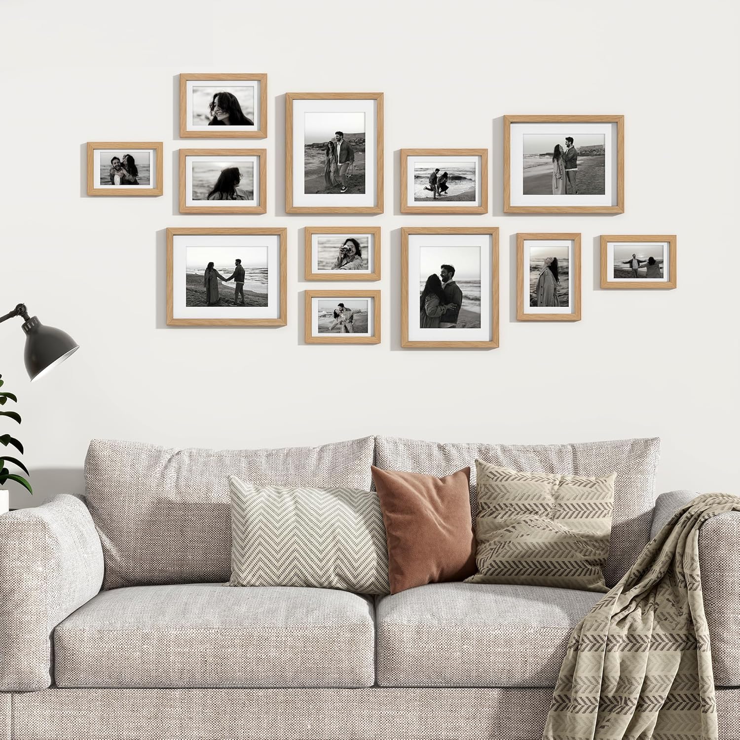 Venusmiles 12 Pack Picture Frames Collage Wall Decor, Gallery Frame Set for Wall Mounting or Tabletop Display, Multi Sizes Including 4pcs 8x10, 4pcs 5x7, 4pcs 4x6, Oak