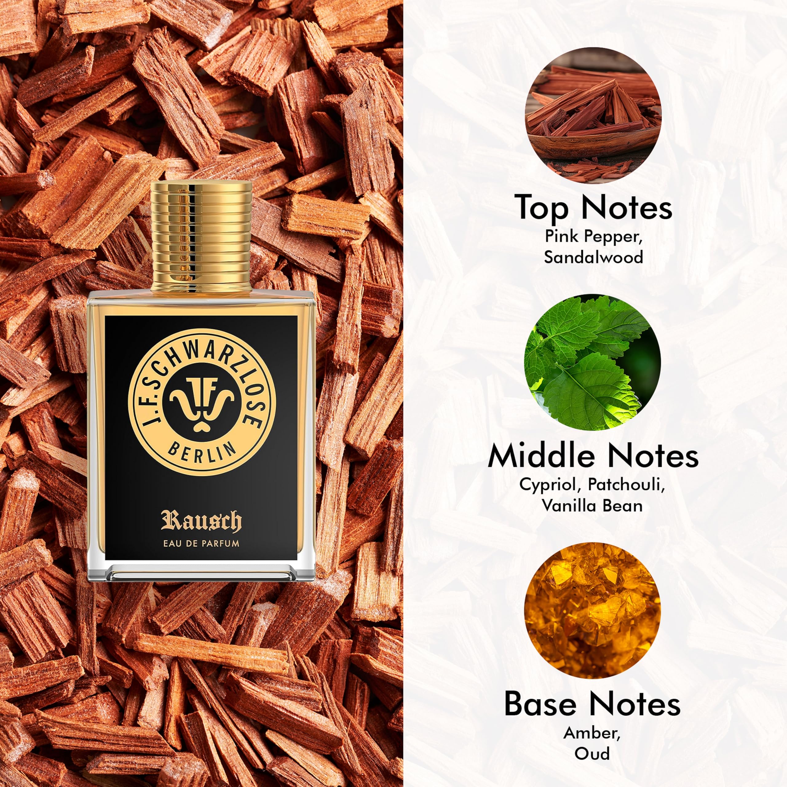 Schwarzlose Rausch - Unisex EDP Zapach w sprayu - Długotrwały i urzekający perfume z różową papryką, waniliową fasolą, bursztynem i Oud - Spray do ciała z zmysłowym i dymnym naciskiem - 3,4 uncji