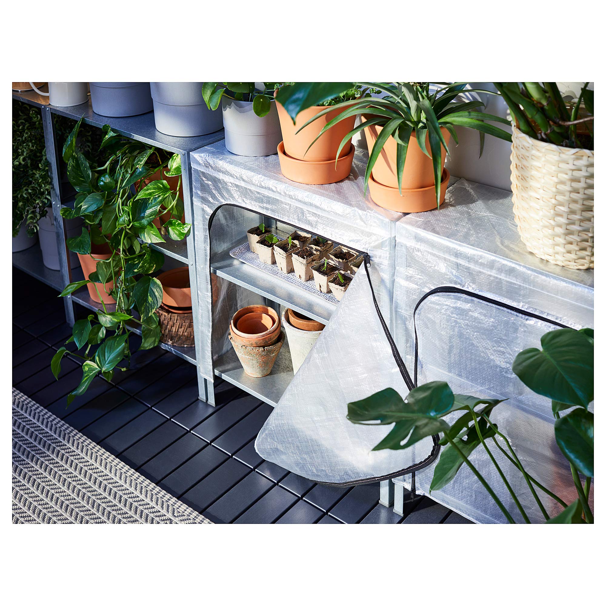 Hyllis Étagère de rangement en acier pour jardin ou extérieur 3 étages, 60 x 27 x 74 cm