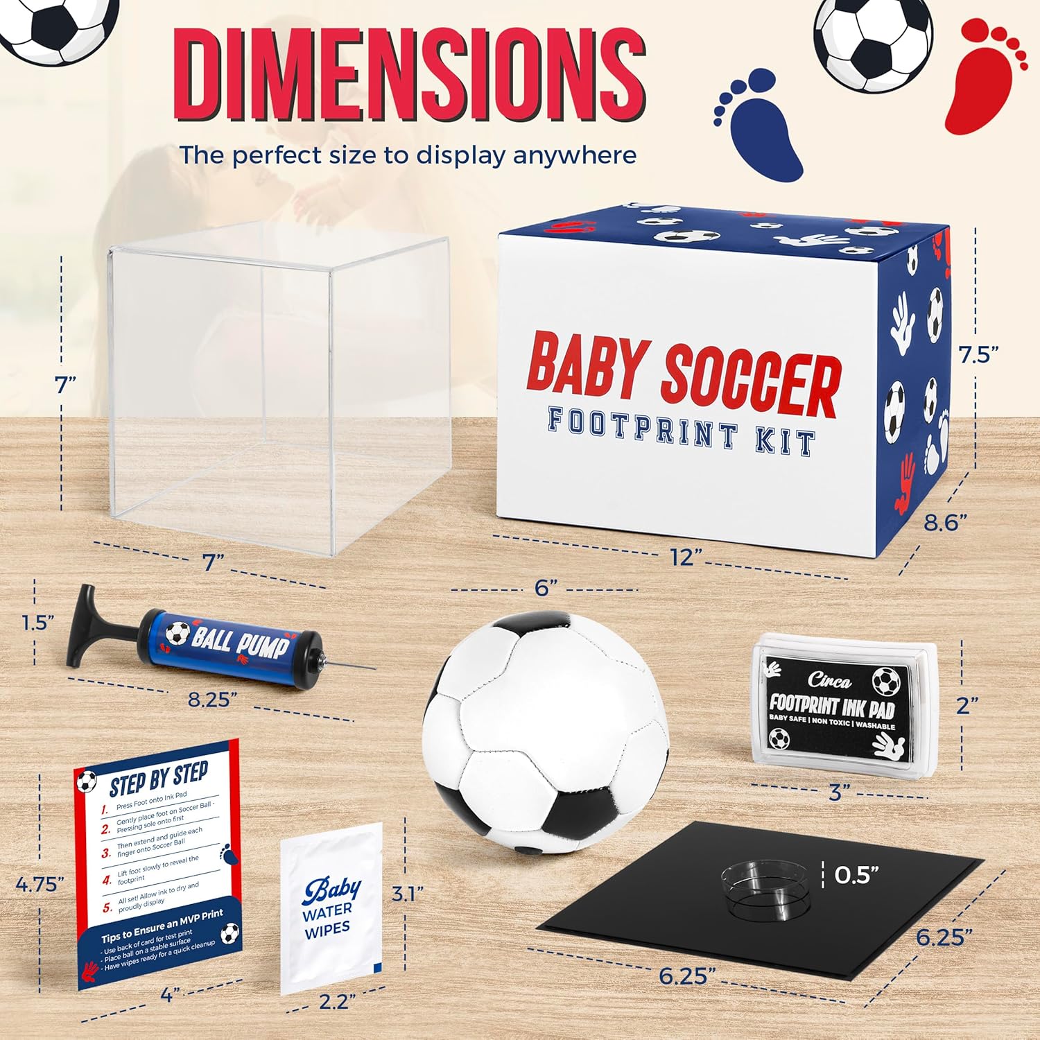 Circa Print Baby Soccer Ball Handprint Kit, Ink Pad for Hand and Footprints - Unique Keepsake for Dads, Shower Present for Moms, Newborn Gift