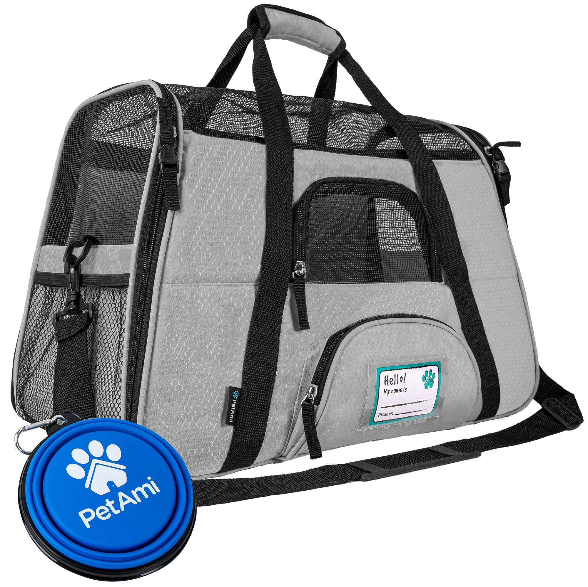 Premium Airline Approved Soft-Sided Pet Travel Carrier by PetAmi Ventilated, Comfortable Design with Safety Features Ideal for Small to Medium Sized Cats, Dogs, and Pets