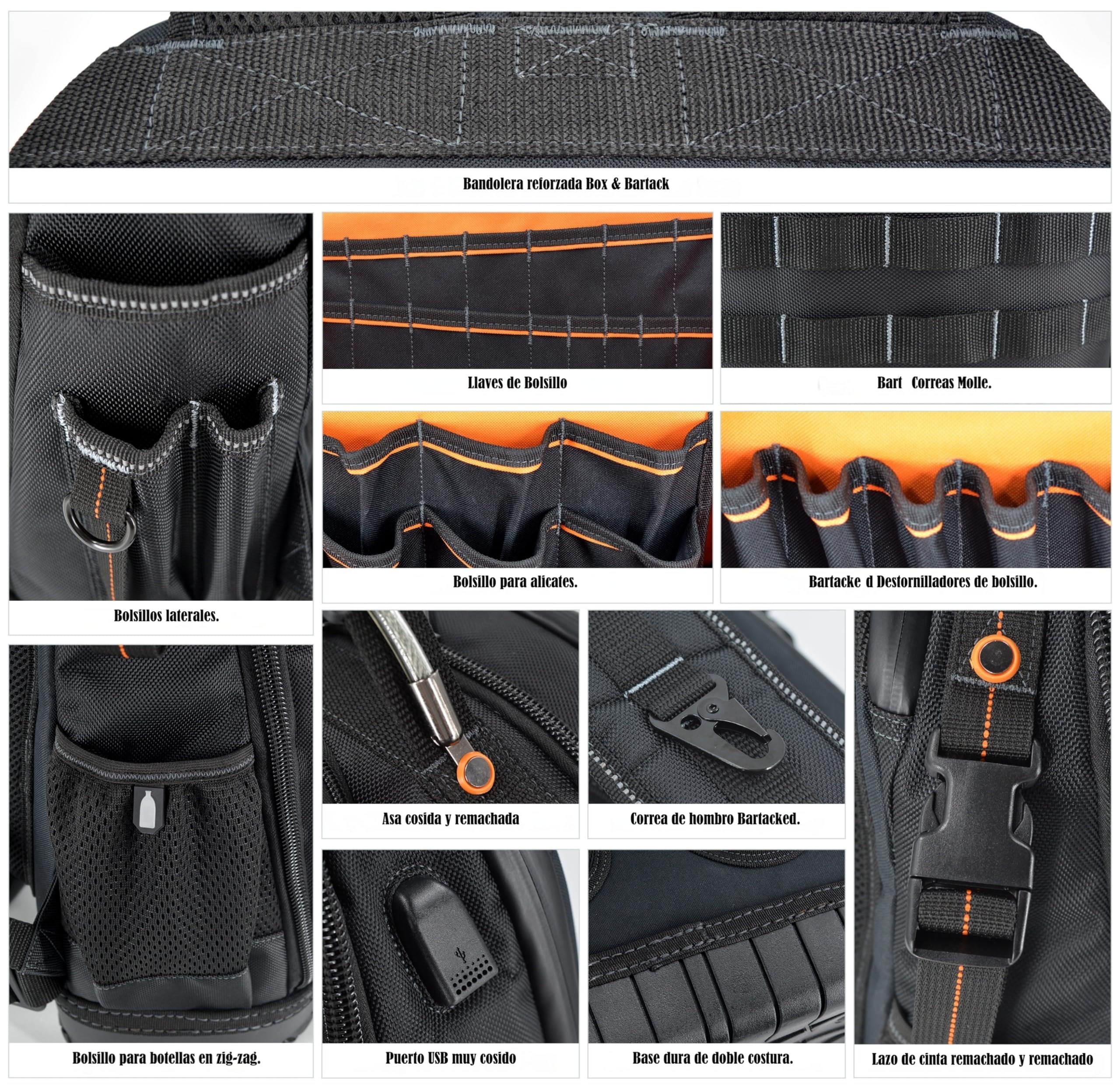 Mochila de herramientas WELKINLAND con 77 bolsillos para electricistas, mochila de herramientas para hombres, mochilas de herramientas para HVAC, mochilas de herramientas para construcción