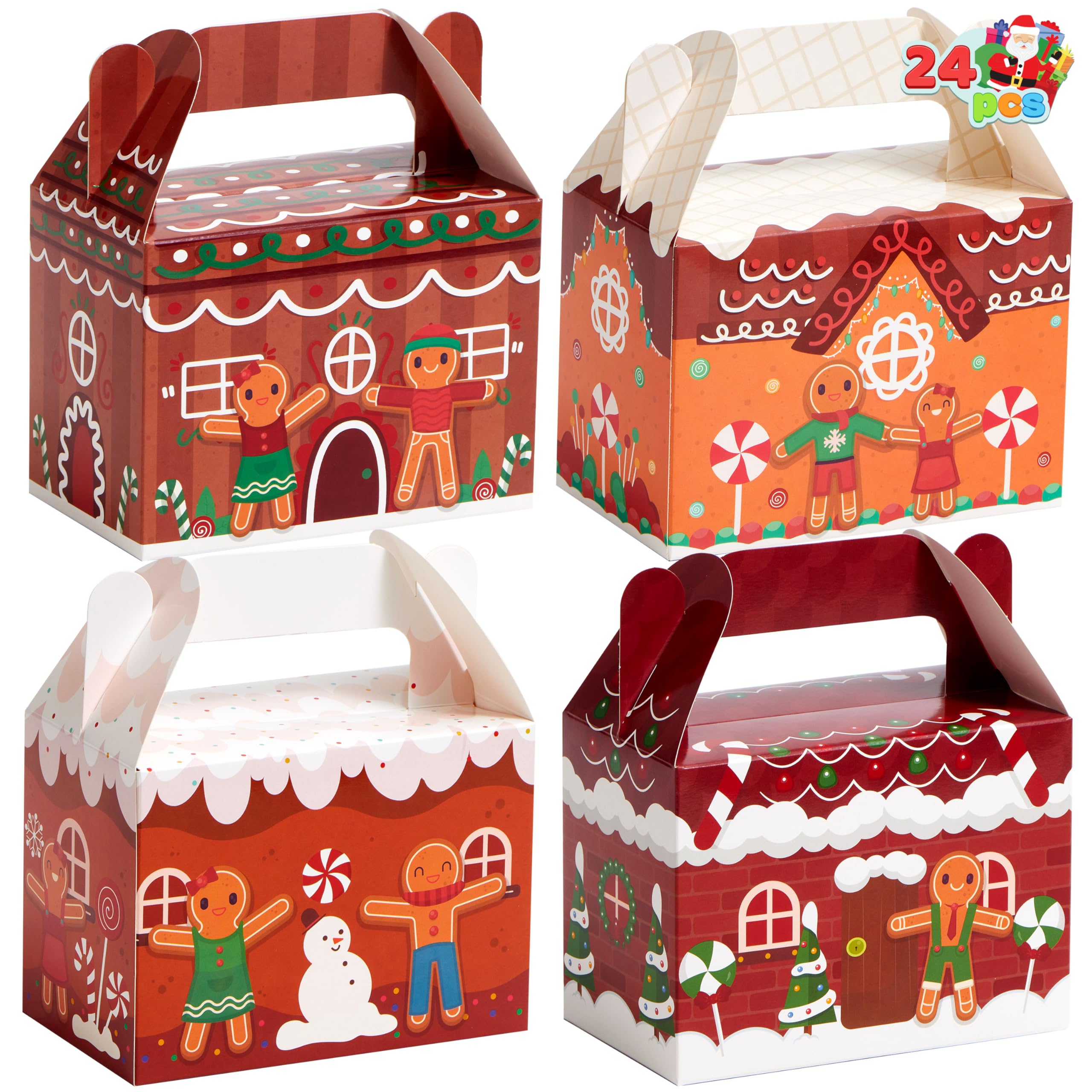 JOYIN 24 cajas de cartón para galletas navideñas 3D para regalos de Navidad, suministros de fiesta para la escuela, el aula