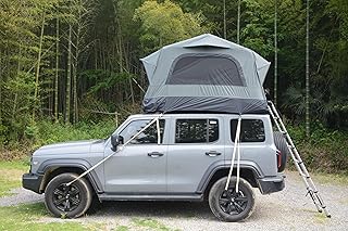 Gecheer Aufblasbare Campingzelte, 300D Baumwollgewebe wasserdicht für Dachzelte, mit aufblasbaren Stäben und Matratze, Grau+Schwarz für Jeep SUV
