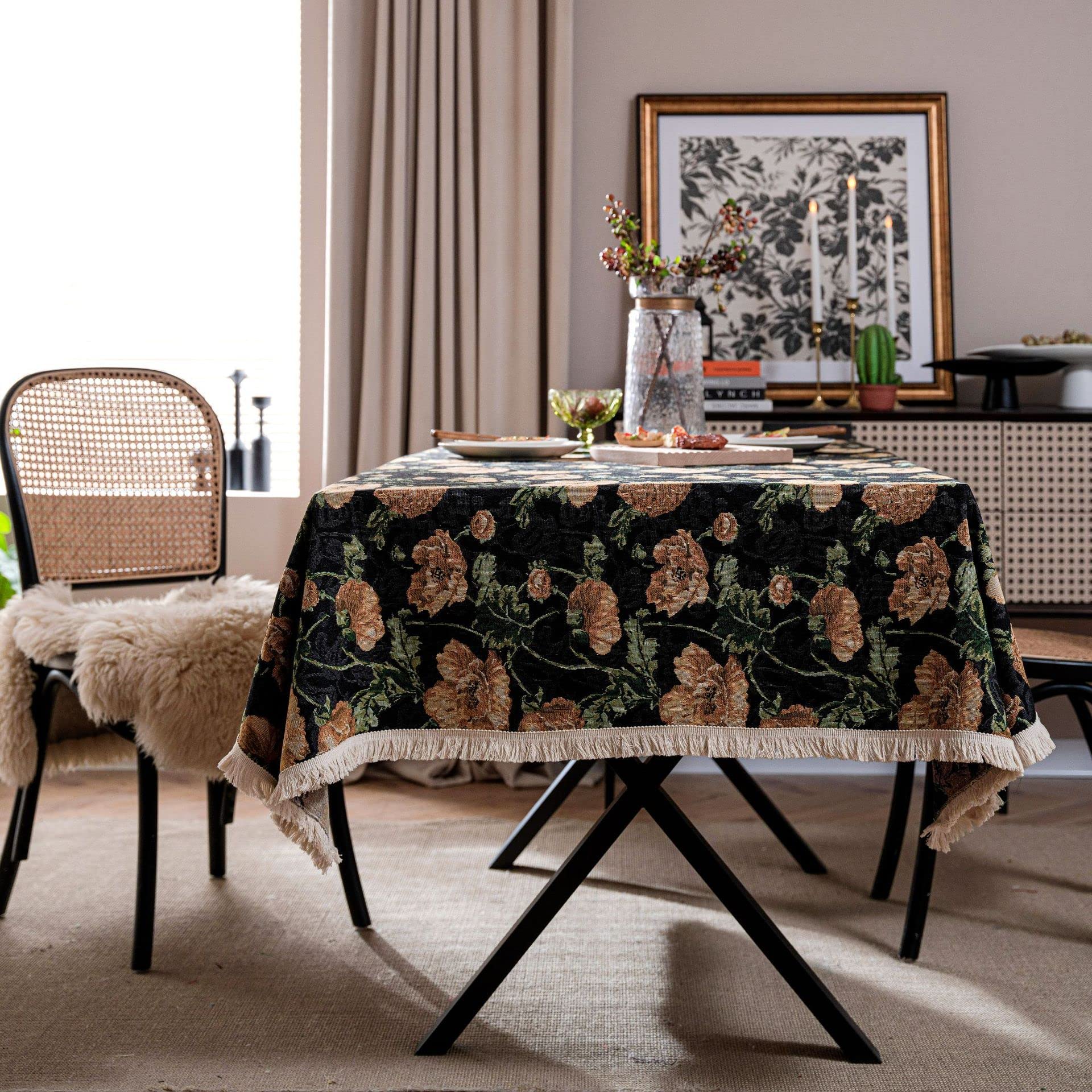 Nappe rétro en tissu de qualité supérieure pour grand tapis de repas