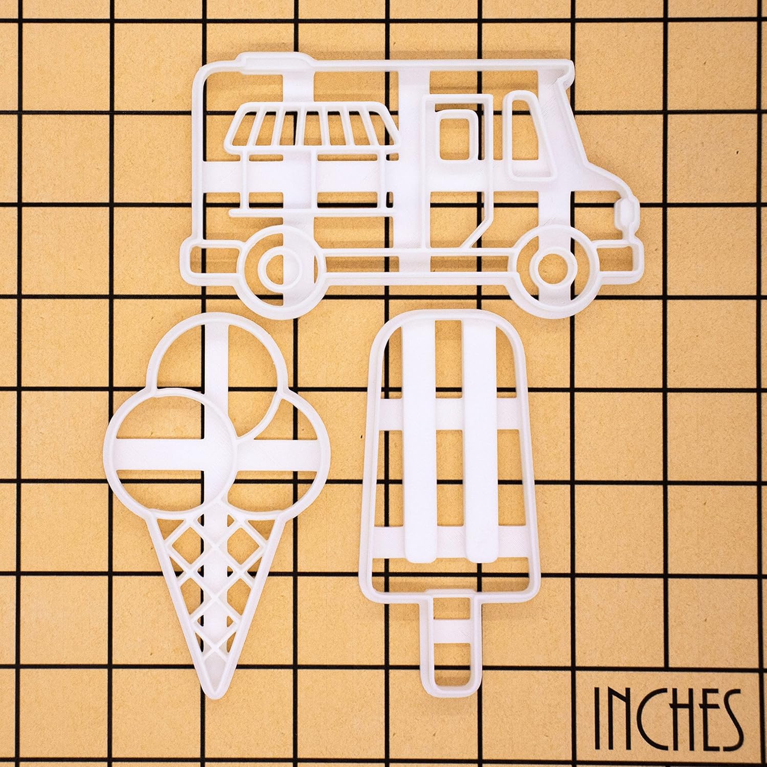 Bakerlogy Ice Cream Themed Cookie Cutters (Ice Cream Truck, Cone, Lolly) - Set of 3 Pieces