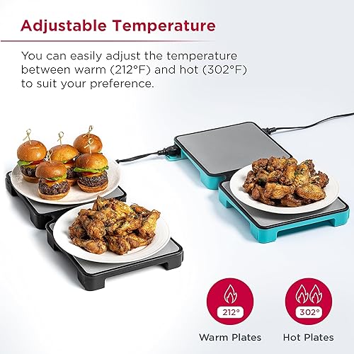 Miniatura 6 de Calentador de alimentos eléctrico estilo buffet  Dos platos térmicos ajustables de temperatura para servir con estilo en eventos, fiestas en casa,