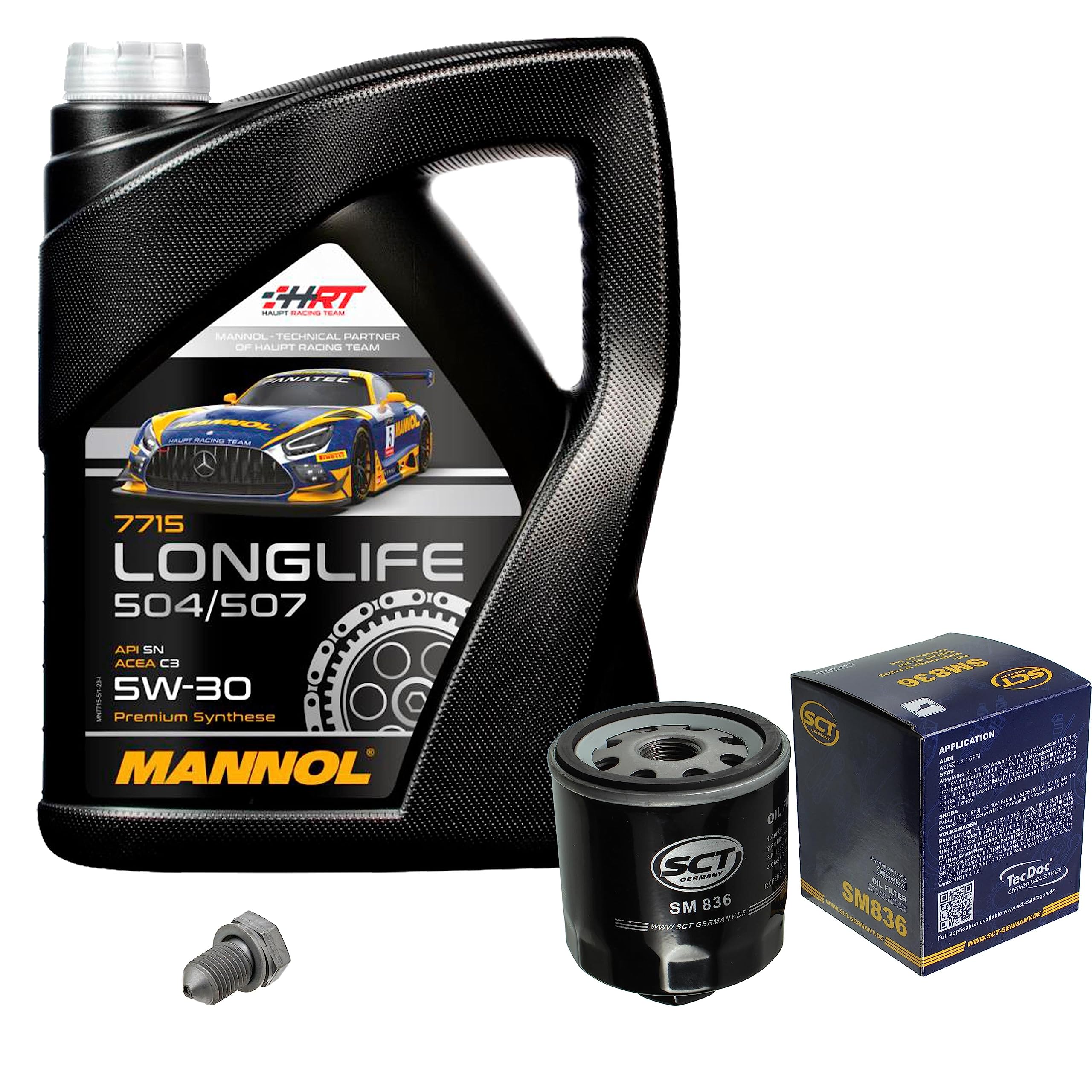 Inspektionspaket Wartungspaket Filterset mit 5 L Motoröl Longlife 5W-30, Ölfilter, Verschlussschraube