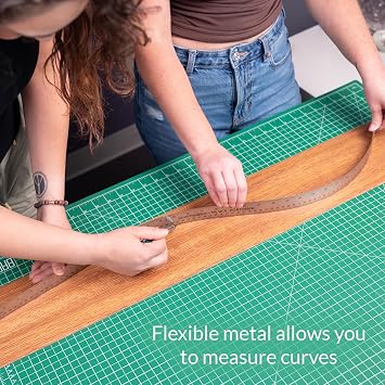 WA Portman Metal Ruler 24'', 2pc Corkback Stainless Steel Ruler Metric Edge | Flexible Non-Slip Metal Ruler with Cork Backing Stainless Steel Straight Edge, Metric Construction Ruler for DIY Art & Crafts