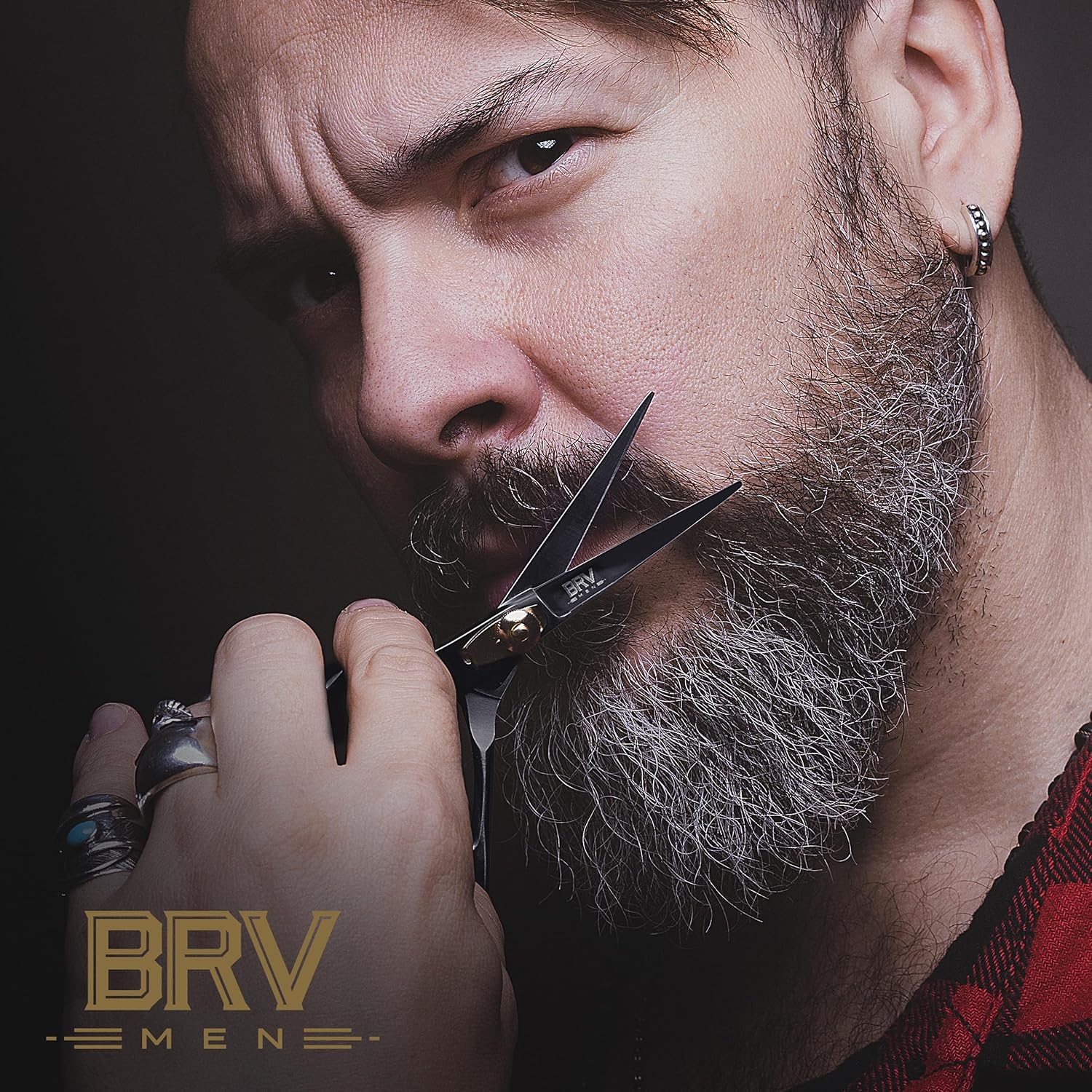 LEFT HANDED Razor Sharp Mustache & Beard Scissors - 5.5" - 100% High Carbon Stainless Steel - Facial Hair Trimming Shears (LEFT HANDED - Black)