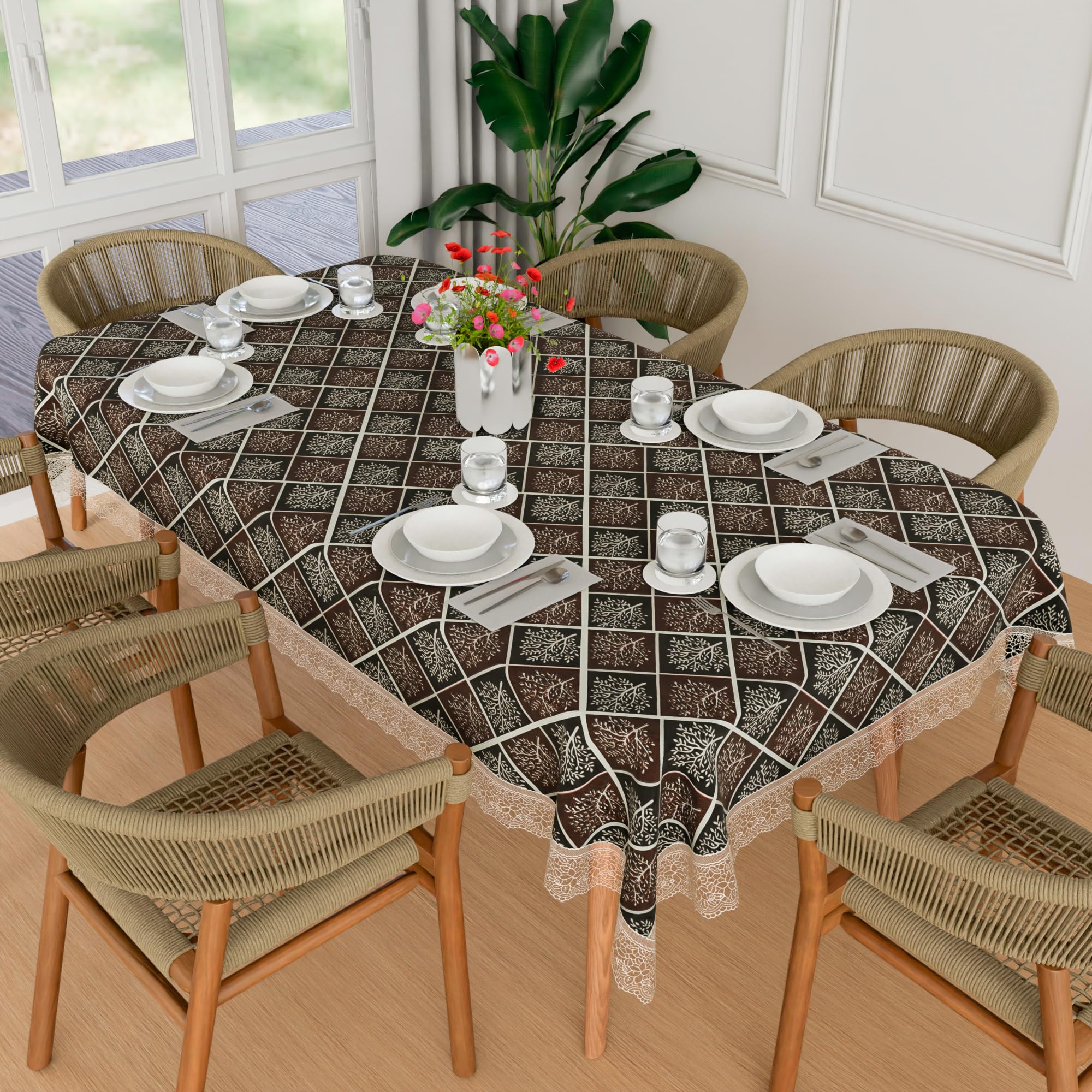 Kuber Industries Dining Table Cover | 60x90 Inch | 6 Seater Dining Table | Waterproof Table Cover | PVC Table Cloth | Kitchen Table Cover | Table Cloth for Dining Table | Brown New Tree | Black (B0D5VGPZVD) Amazon Price History, Amazon Price Tracker