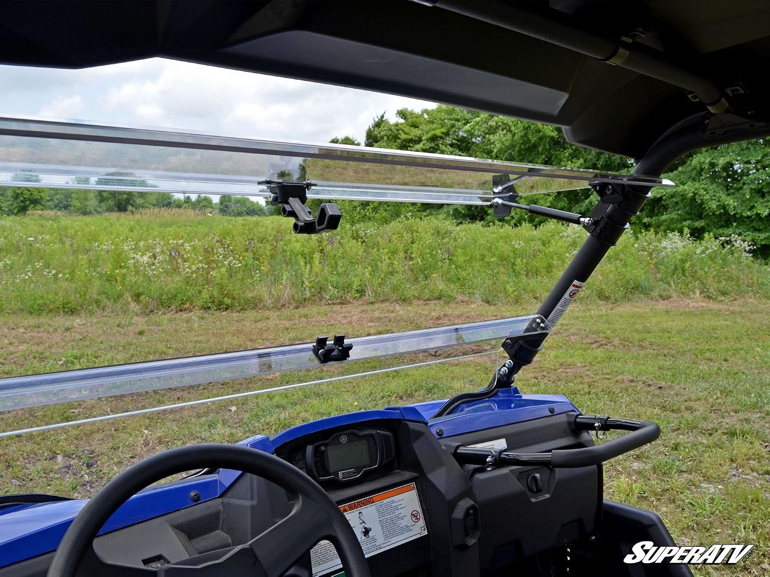 SuperATV Scratch Resistant 3-in-1 Flip Windshield for 2015-2018 Yamaha Wolverine, Open, Vented Or Fully Closed, 1/4” Polycarbonate 250x Stronger than Glass, USA Made