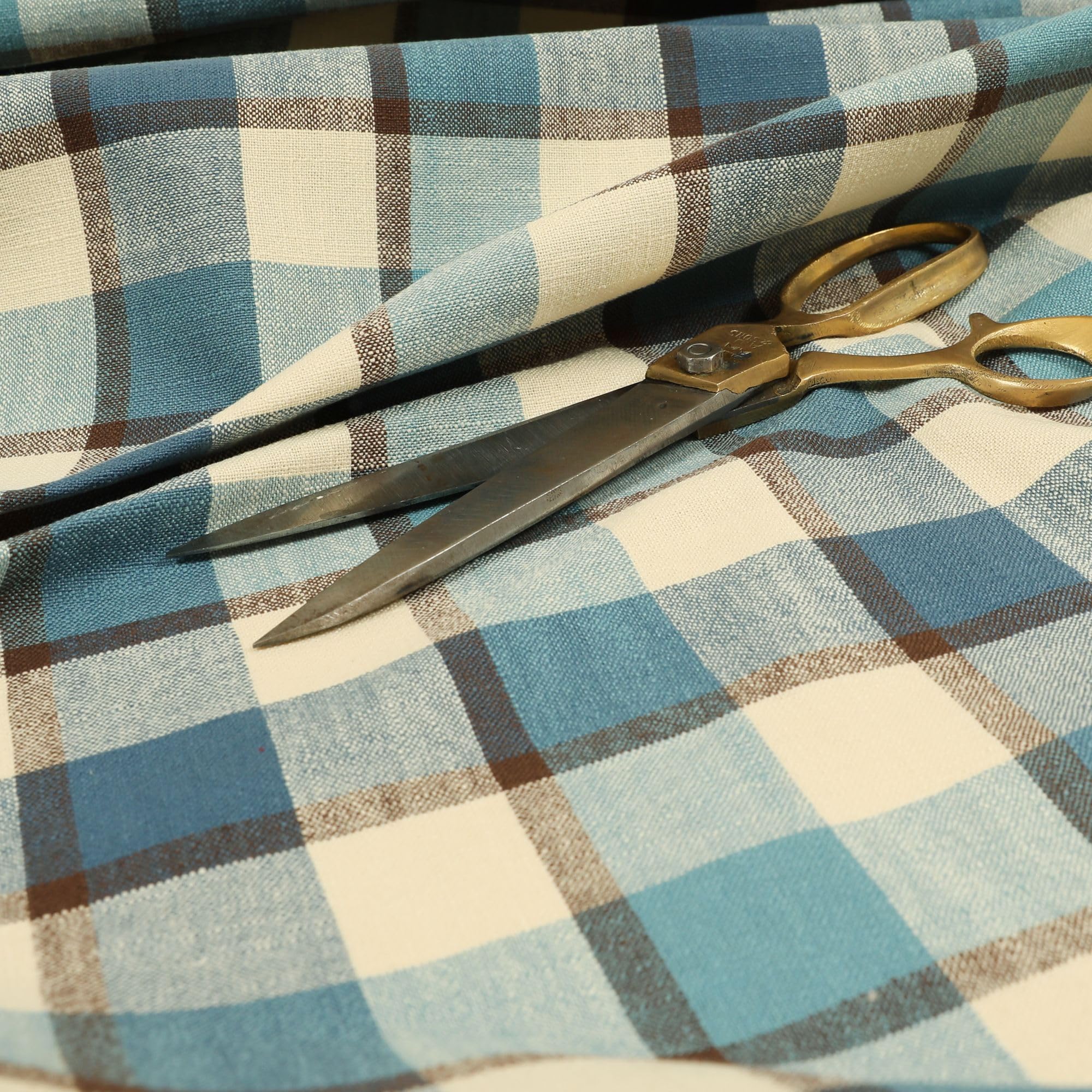 Redbrick Mill Fabrics Quality Scottish Tartan Pattern Chenille Curtain Furnishing Upholstery Fabric (Navy Blue, Per Metre)