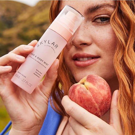 Skylar Peach Fields, Hair & Body Mist for Women, Fruity, Woody, 2.7 Fl oz