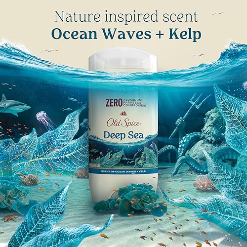 Miniatura 6 de Old Spice Desodorante para hombres, sin aluminio, aroma de mar profundo con elementos oceánicos, 3 onzas (paquete de 3)