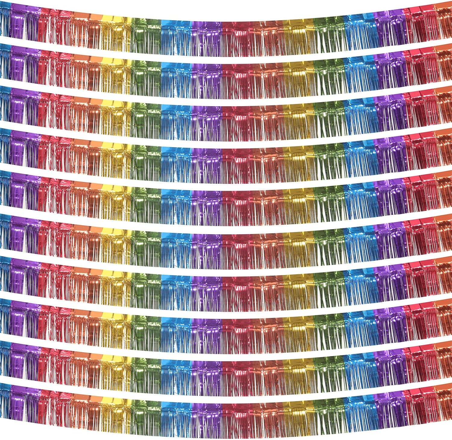 10 Pack 10 Feet Purple Fringe Garland Foil Fringe Garland Metallic Tinsel Streamers Fringe Backdrop Banner for Parade Floats Birthday Party Decorations Halloween Christmas Decoration (Purple)