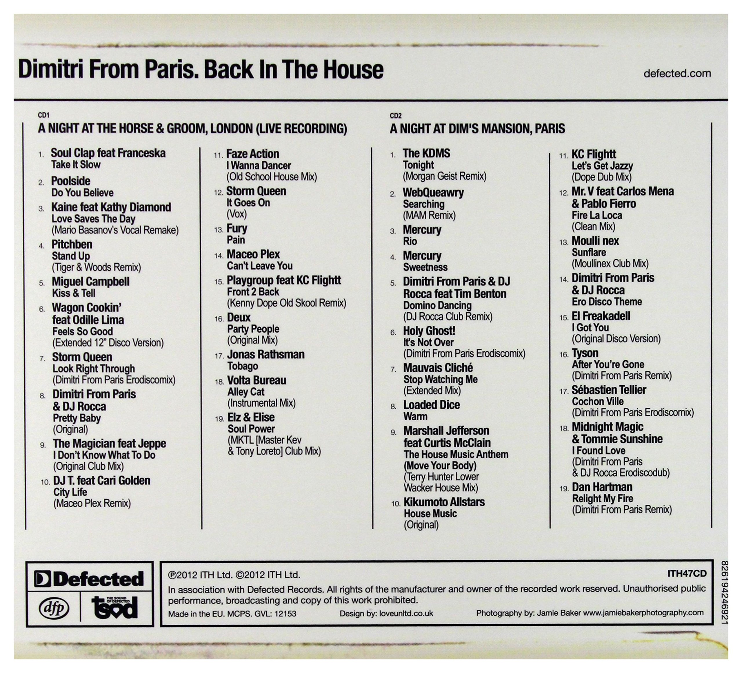 Defected Presents Dimitri From Paris: Back In The House
