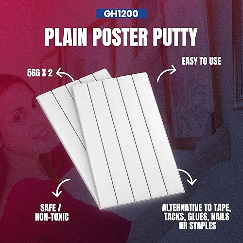 Miniatura 8 de GH1200 Masilla Adhesiva Pegajosa - Masilla para Pósters para Paredes sin Daño con Adhesivo Fuerte para Colgar Cuadros, Pósters y Decoraciones