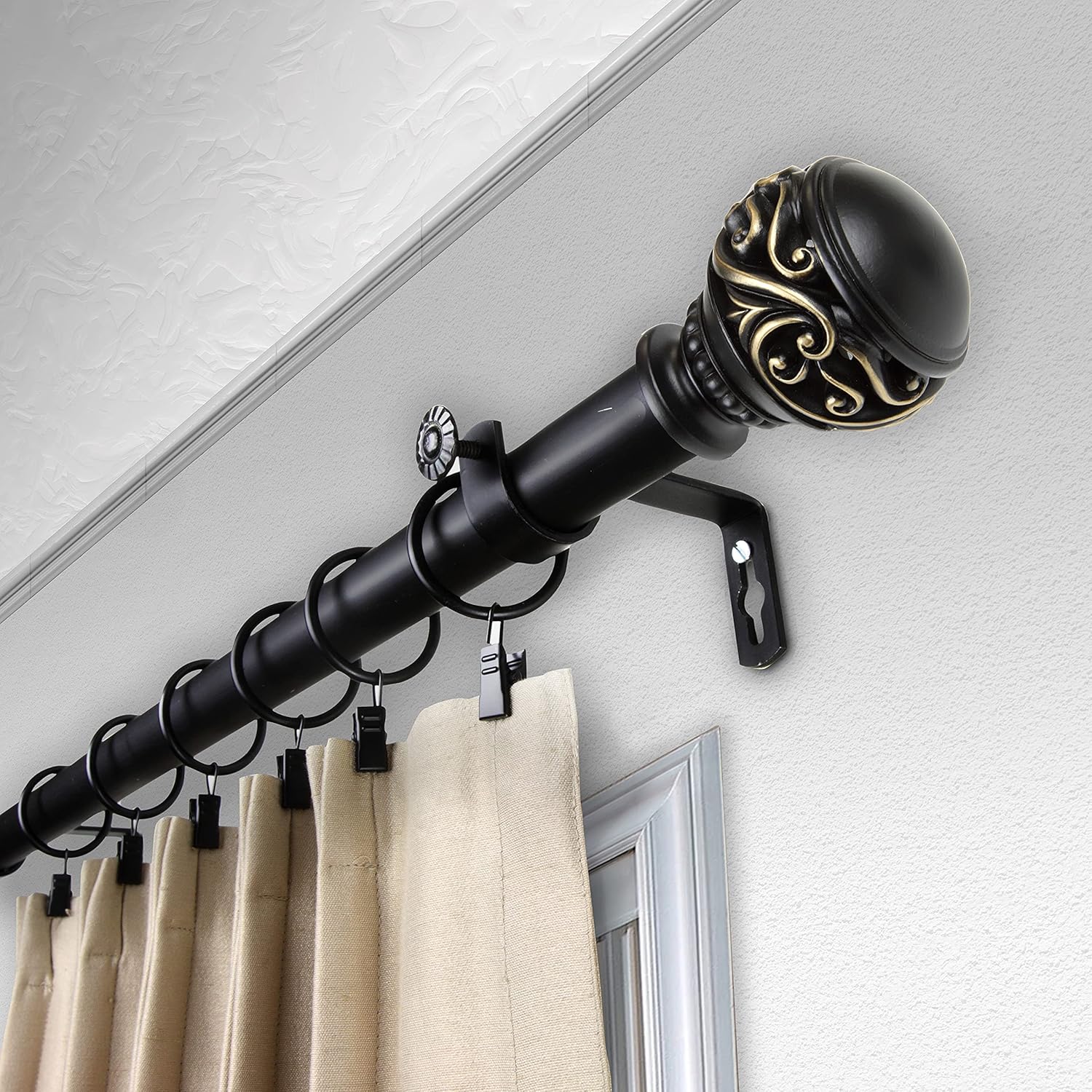 Medor 1" Single Curtain Rod 28-48 inch - Bronze