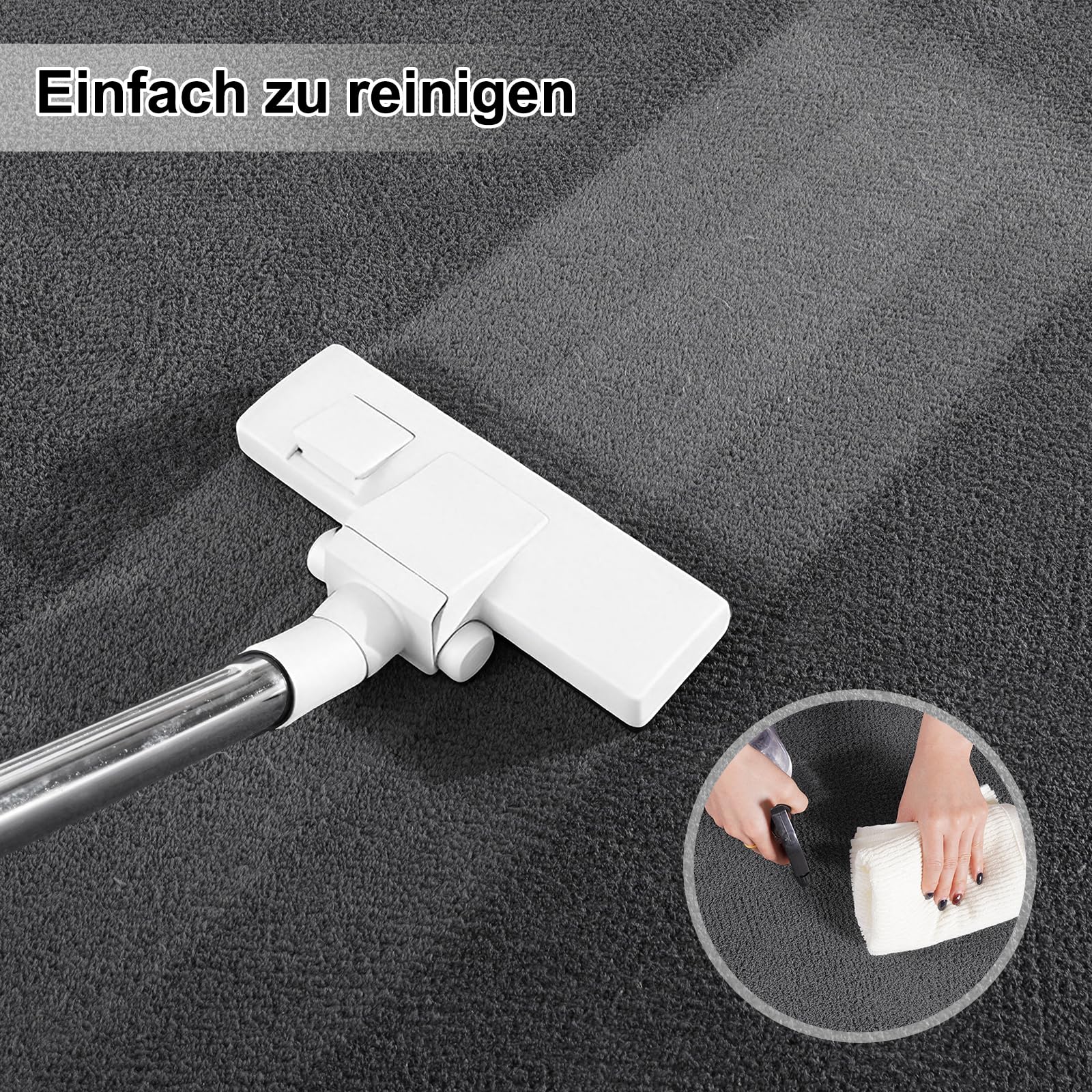 Teppich Wohnzimmer 200x300 - Waschbarer Kuscheliger Kurzflor Teppich Moderner Wohnzimmerteppich, Weich & Pflegeleicht Carpet rutschfest für Schlafzimmer, Bettvorleger & Kinderzimmer, Anthrazit