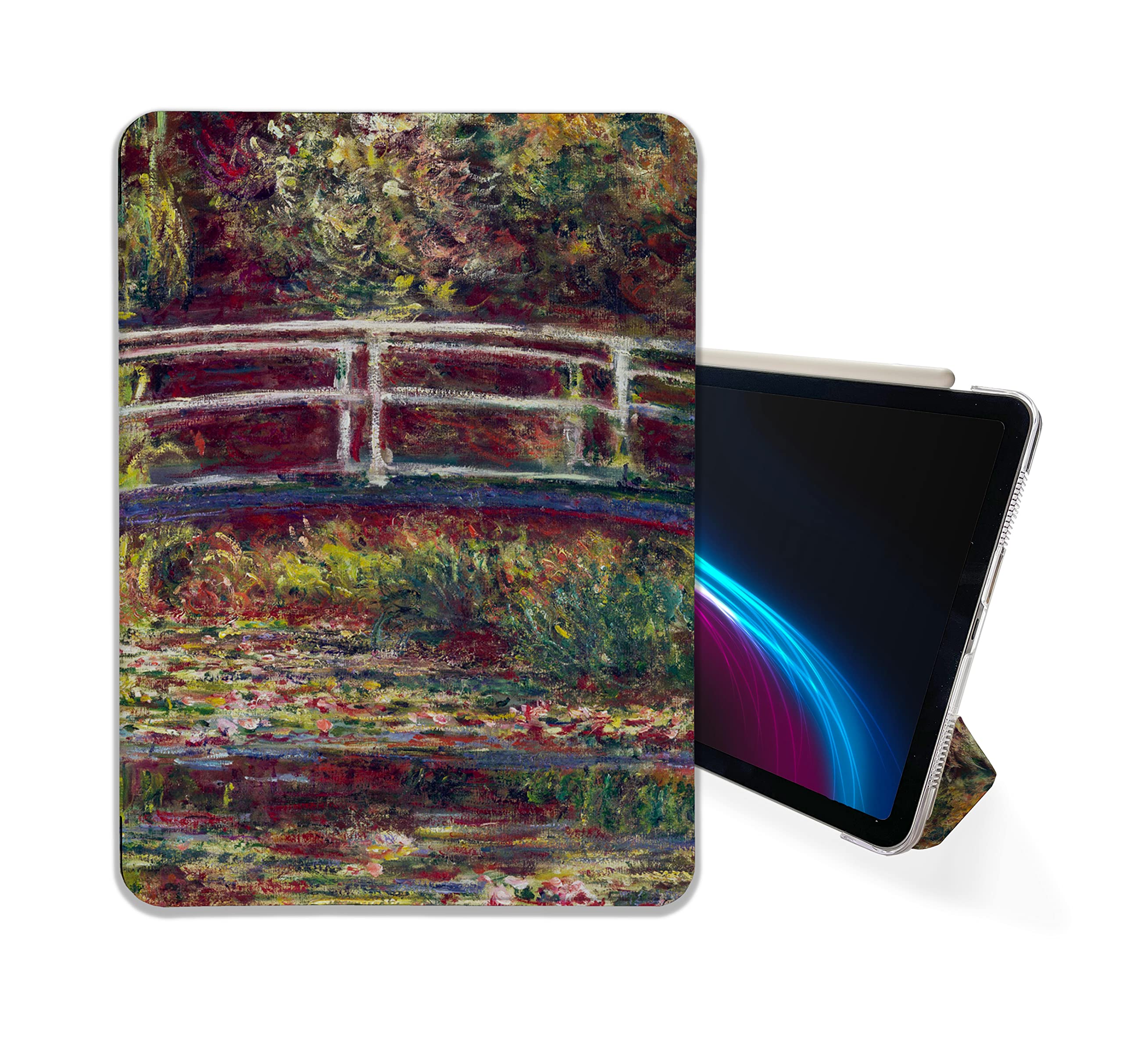 Claude Monet Japanese Footbridge case Compatible with iPad Mini Air Pro 7.9 8.3 9.7 10.2 10.9 11 12.9 inch Pattern Cover New 2022 2021 Trifold Stand 3