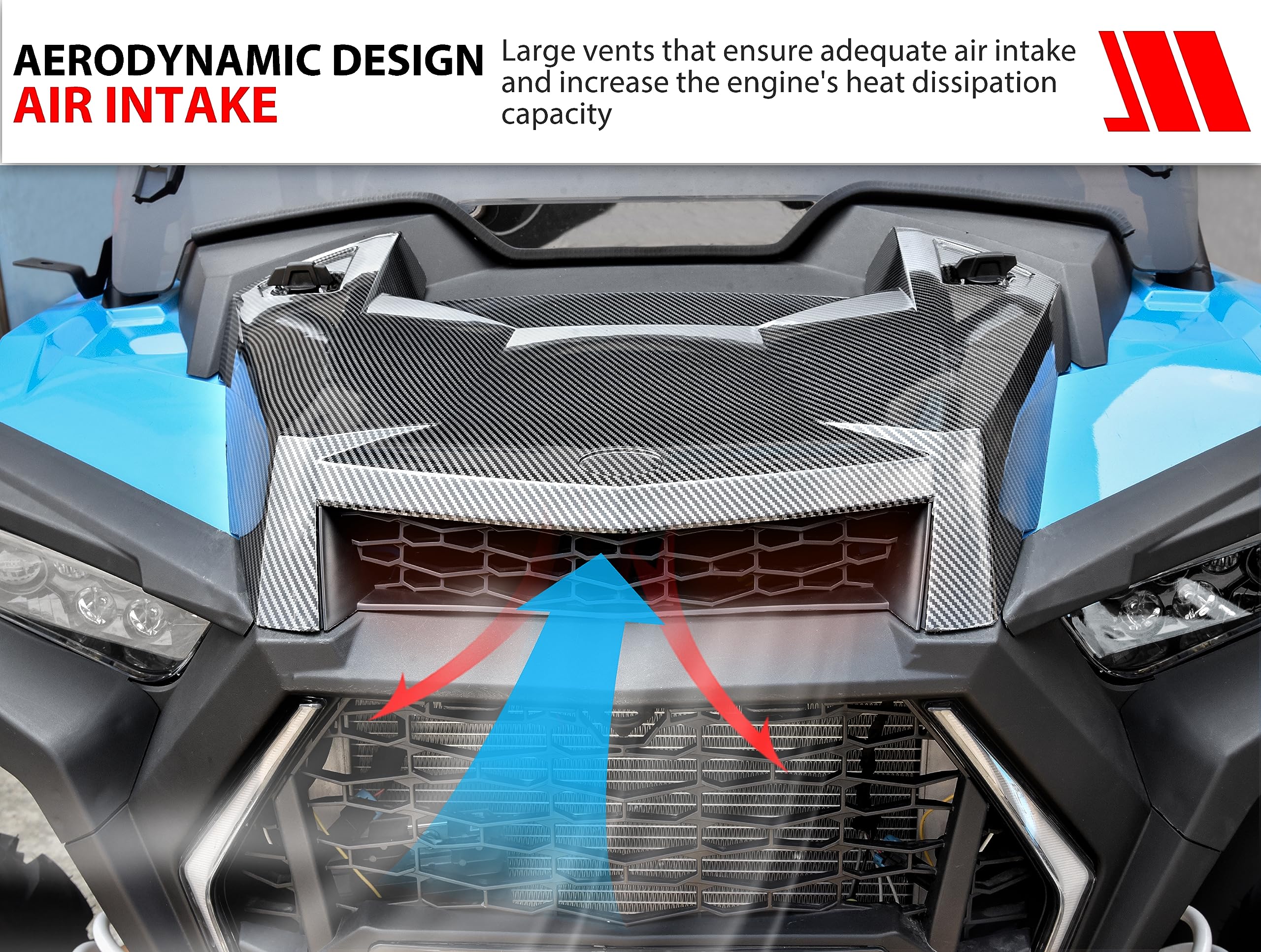 SAUTVS Carbon Fiber Pattern Turbo Hood Scoop Air Intake Kit for Polaris RZR XP 1000/TURBO XP 4 / TURBO S 2019-2023 Accessories