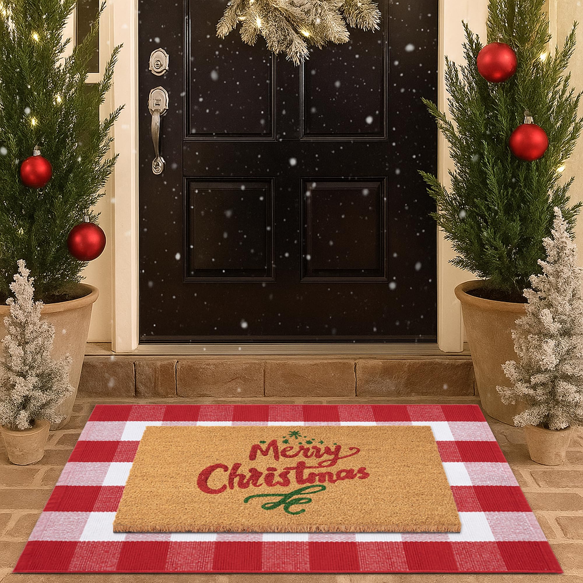 NATAL DESIGN × GO OUT welcome mat Christmas Door Mat Combo Set - 100% Coco Coir Welcome Mat + 28 x