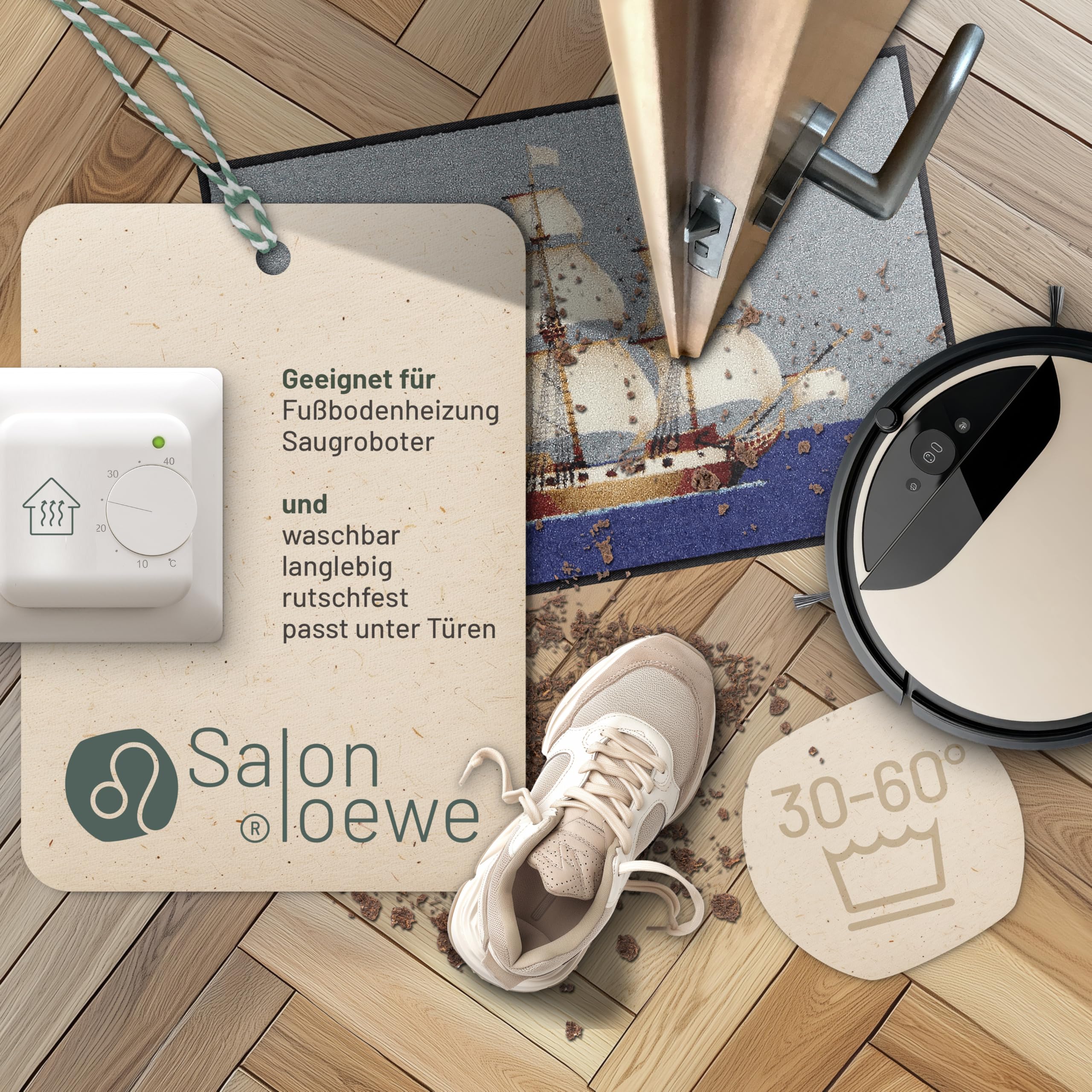 Salonloewe Fussmatte Oceandream I Schmutzfangmatte & Fußabtreter für Innen 50 x 75 cm