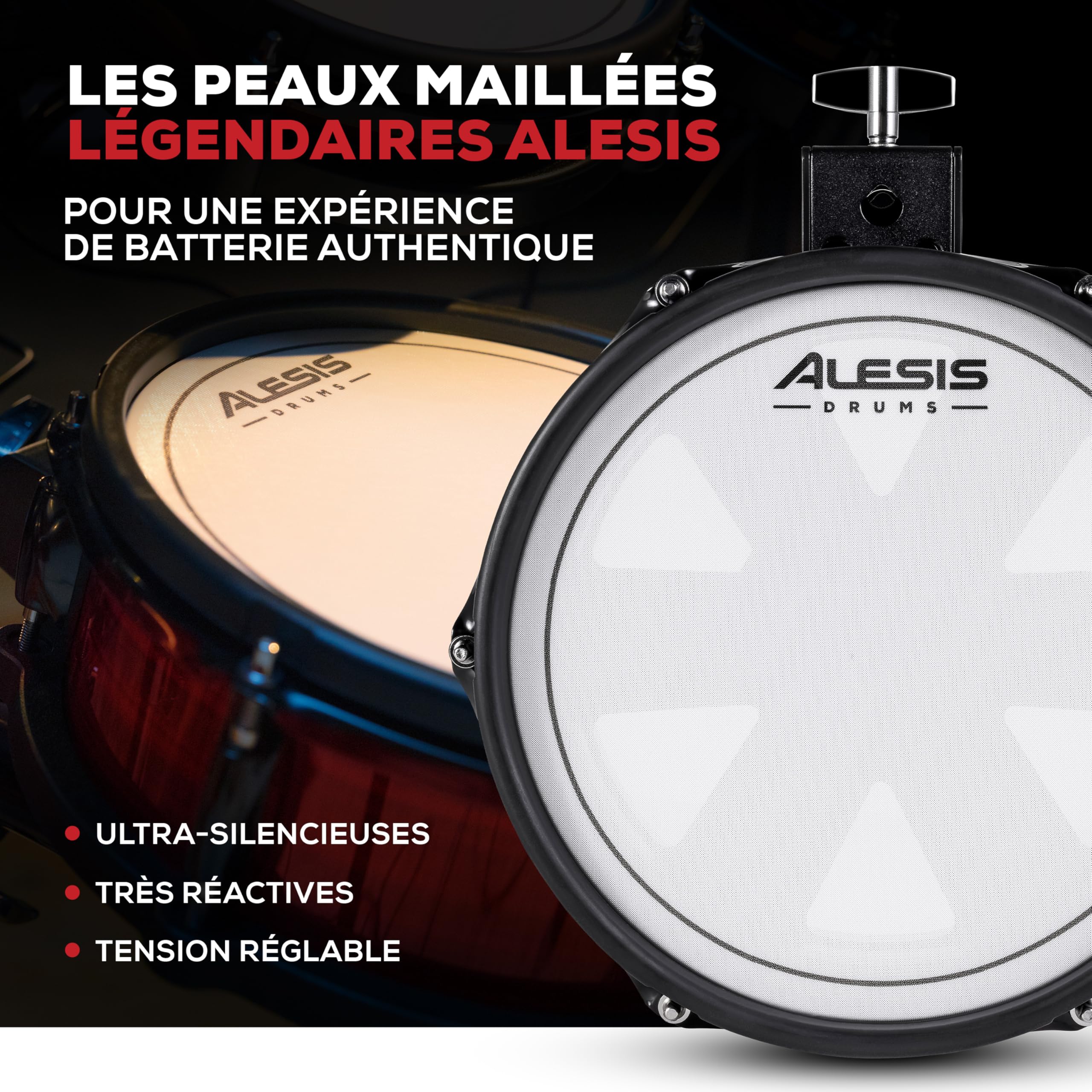 Alesis Nitro Ultimate Batterie Électronique avec Pads Maillés à Double Zone, Charleston Autonome, 640 Sons BFD Authentiques et 52 Kits, Bluetooth, Drumeo, USB MIDI, Compatible Double Grosse Caisse | 52 kits, 640 sons plus, audio Bluetooth, Hi-Hat mobile m