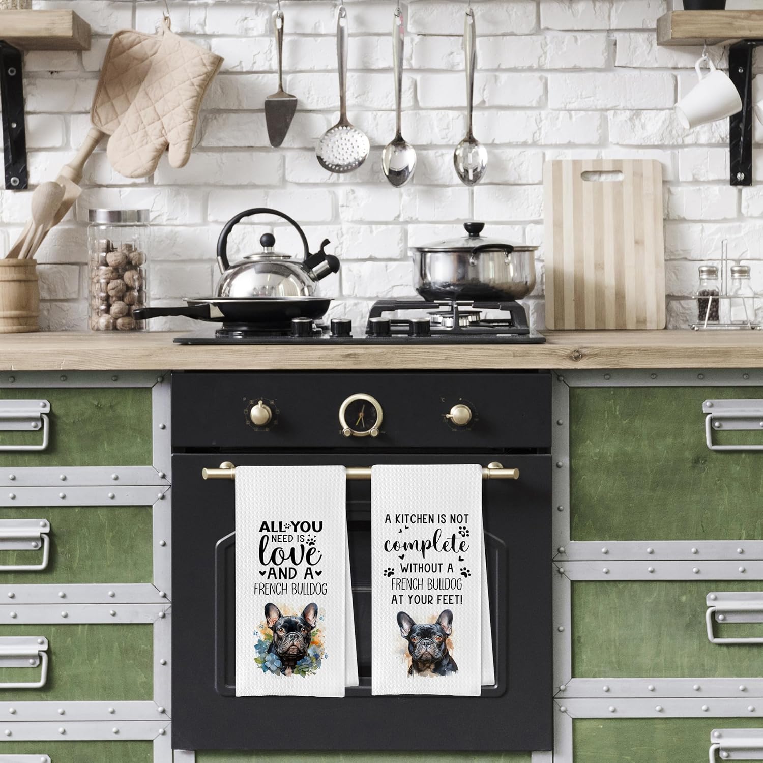 French Bulldog Dish Towels Set - Funny French Bulldog Gifts Decorative Waffle Weave Kitchen Towels, Hand Towel, Tea Towel (16×24 Inches Set of 4) - Image 4