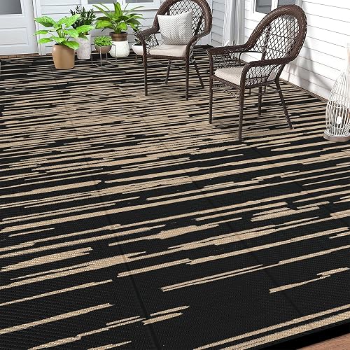 HEBE Outdoor Rug 9'x12' for Patios Clearance Waterproof Patio Mat Plastic Straw Rug Reversible RV Camping Tent Rug Outside Indoor Outdoor Area Rugs for RV,Deck,Beach,Balcony,Camper