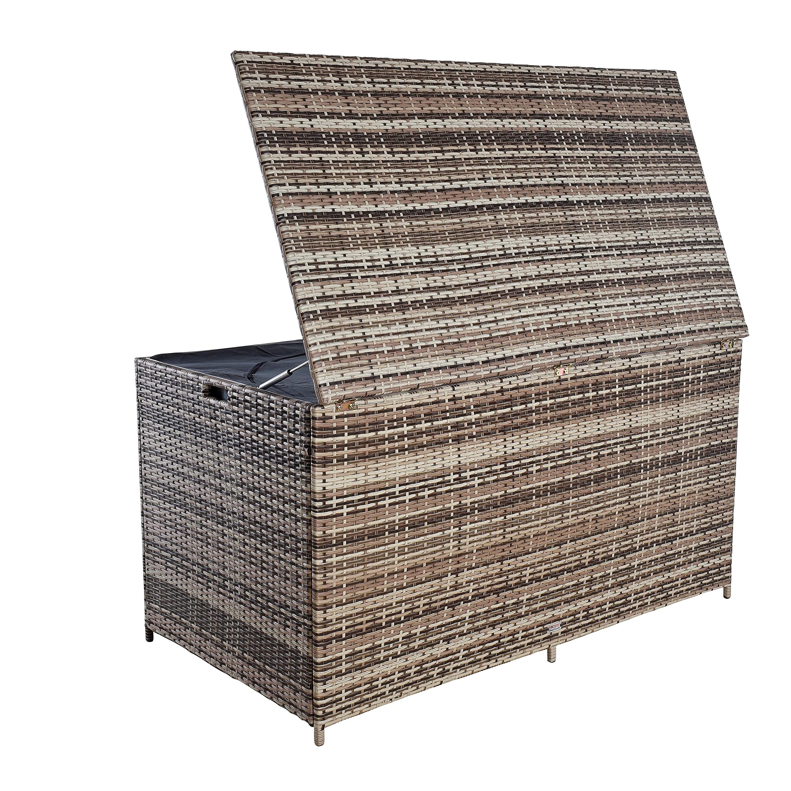 ESTEXO Polyrattan Auflagenbox XXL Kissenbox 870 Liter Gartenbox Gartentruhe Aufbewahrungsbox (Beige-Braun)