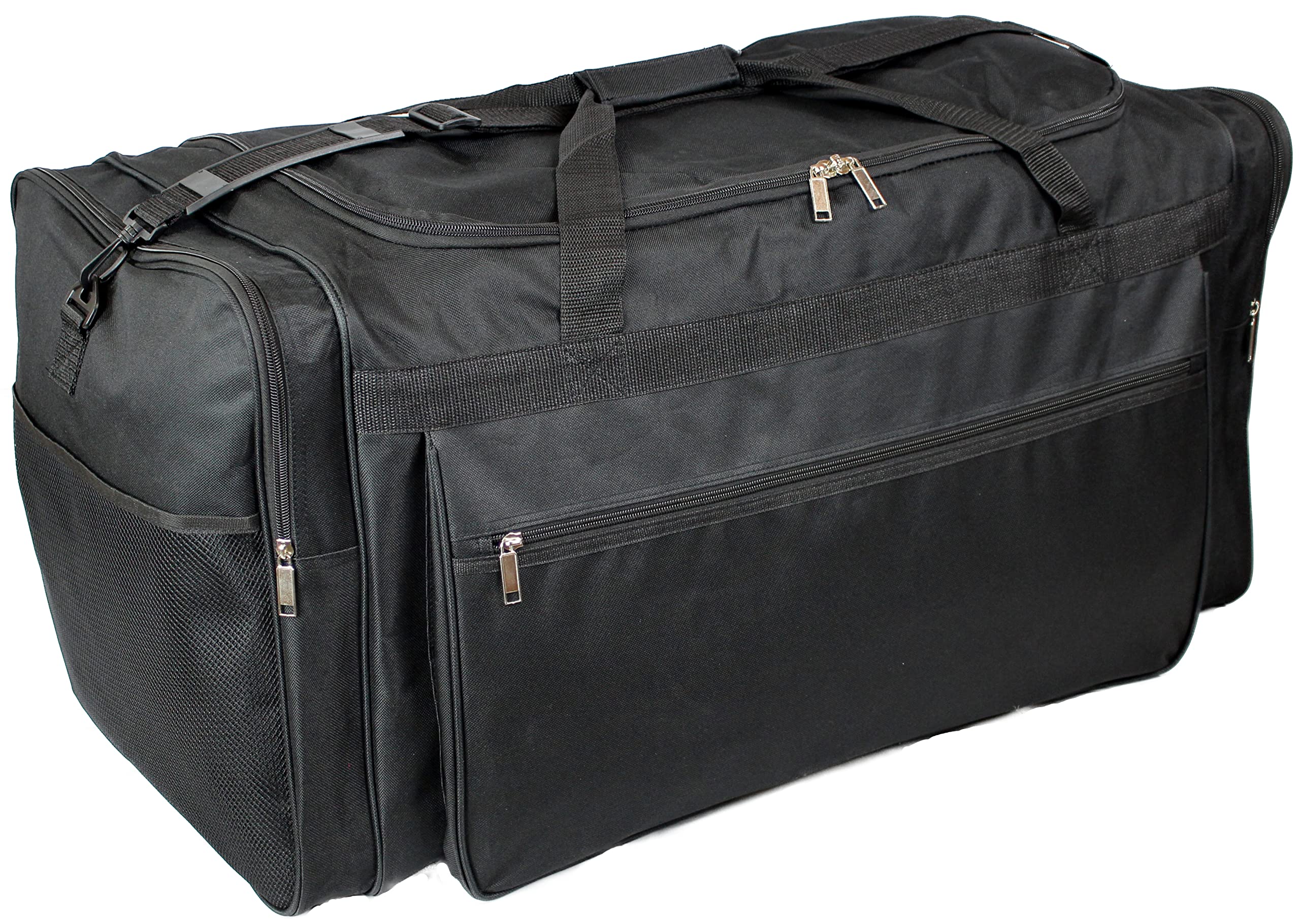 Extra Large Luggage Travel Bag in Black with Pockets. Big Duffel Holdall Large Weekend Bag. Cargo Carrier for Clothes Storage and Gym (1 x Pack)
