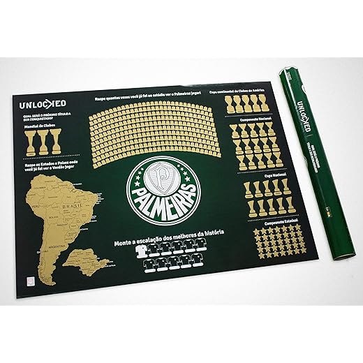 Pôster De Raspar Do Palmeiras Unlocked | Produto Oficial Licenciado | Mapa de Raspar Raspadinha