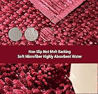 Vista 3 de BH Home & Linen Juego de 3 alfombras de baño de felpilla ultrasuaves de mantequilla, 100% microfibra (borgoña)