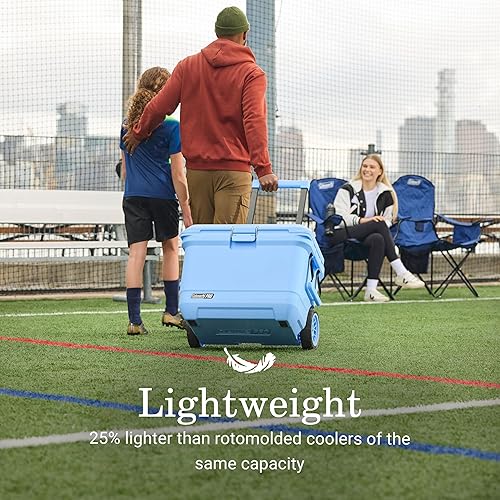Miniatura 3 de Coleman Pro - Enfriador duro ultraligero de alta calidad con ruedas de 55 cuartos de galón, aislamiento extragrueso que mantiene el hielo hasta 5