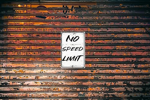 Miniatura 3 de Letrero de metal sin límite de velocidad Decoración de pared rústica de estaño para habitación de niños, entusiastas de los automóviles y temas de