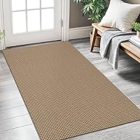 KOZYFLY Boho 3x5 ft Washable Entryway Rug Non-Slip Rubber Backed Cotton Area Rug Tan/Orange/Brown Woven Door Mat