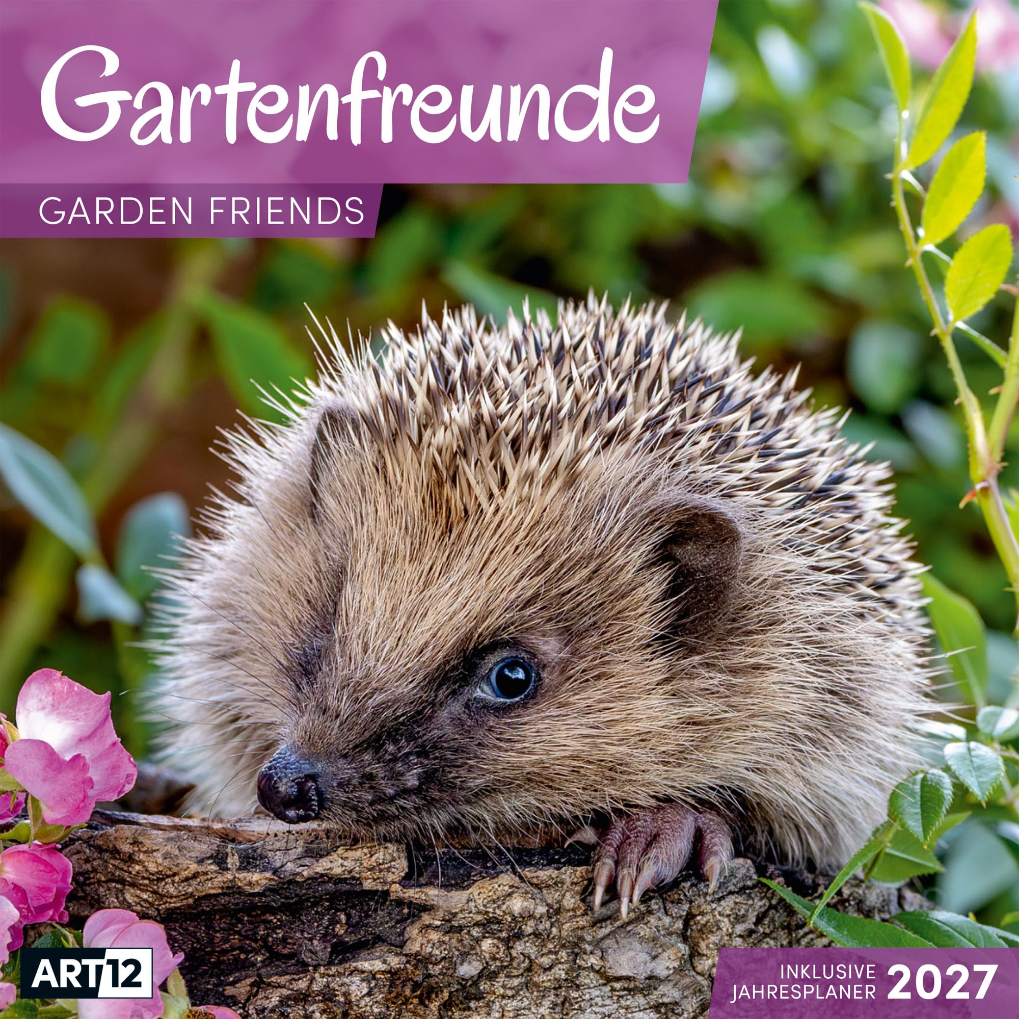 Gartenfreunde Kalender 2027 - 30x30 - Art12: Niedlicher Tier-Kalender im schlanken Hochformat (aufgeklappt 30x60 cm) | Eintrage-Kalendarium