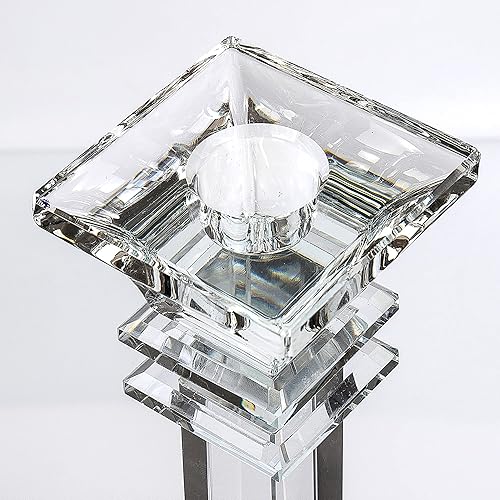 Miniatura 4 de Juego de 2 portavelas de cristal de 11.8 pulgadas de alto, centro de mesa ultra elegante y moderno, decoración del hogar