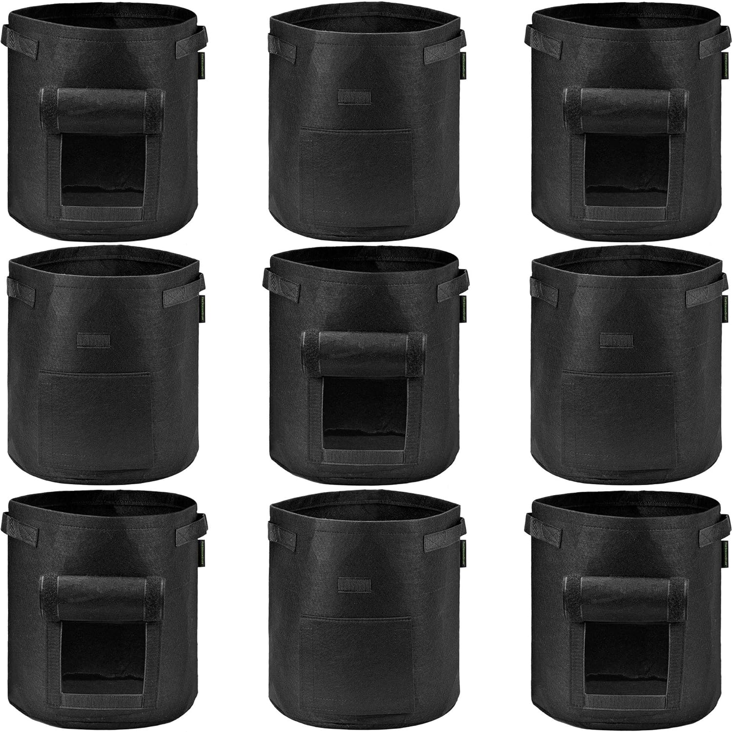 FiveSeasonStuff 7 Gallons Potato Grow Bags with Side Flap, Heavy Duty Fabric Pots 9 Pack (Black)