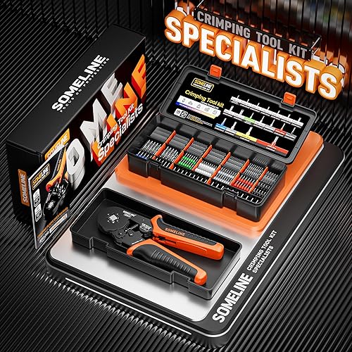 Miniatura 39 de SOMELINE Kit de herramientas de crimpado de virola, alicates autoajustables para virolas de alambre AWG 24-8, con terminales de casquillo de alambre