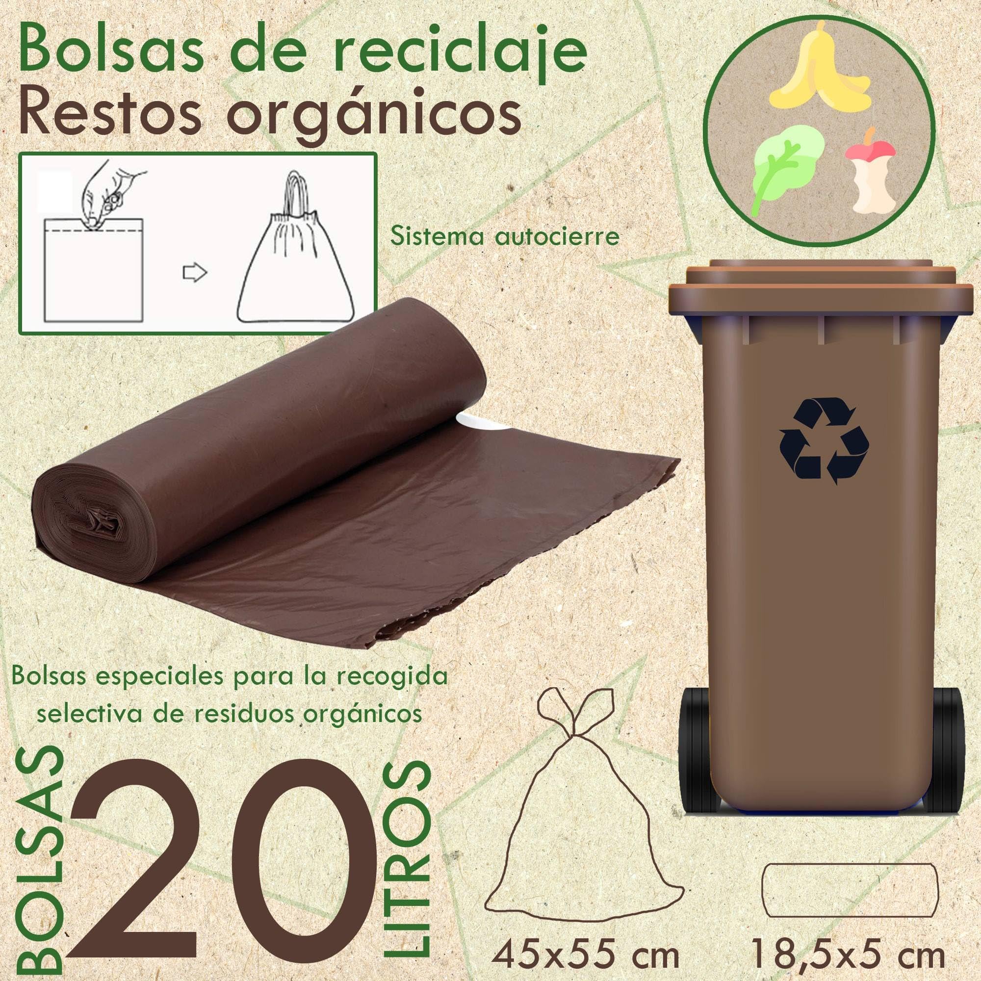 WELL HOME MOBILIARIO & DECORACIÓN Cubo de reciclaje Negro 45L 3 compartimentos + Rollo de 20 bolsas basura autocierre de 20L