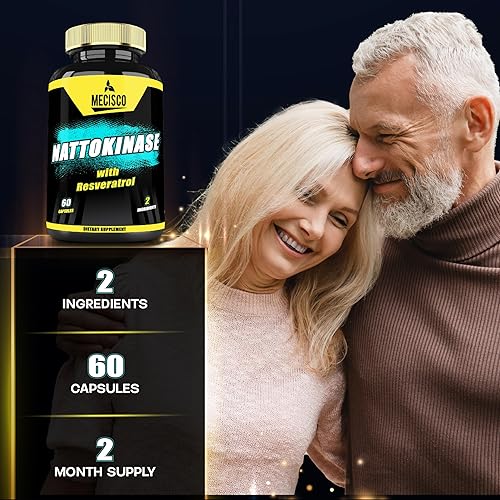 Miniatura 5 de Mecisco Suplemento de nattoquinasa 4000 FU 200 mg con trans-resveratrol - 3200 mg por porción para la salud cardíaca, circulación y apoyo para el