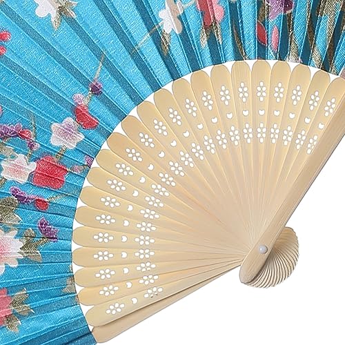 Miniatura 4 de Babeyond - Abanico floral de mano plegable vintage, abanico de mano con encaje y diferentes patrones, abanico de tela para boda y fiesta