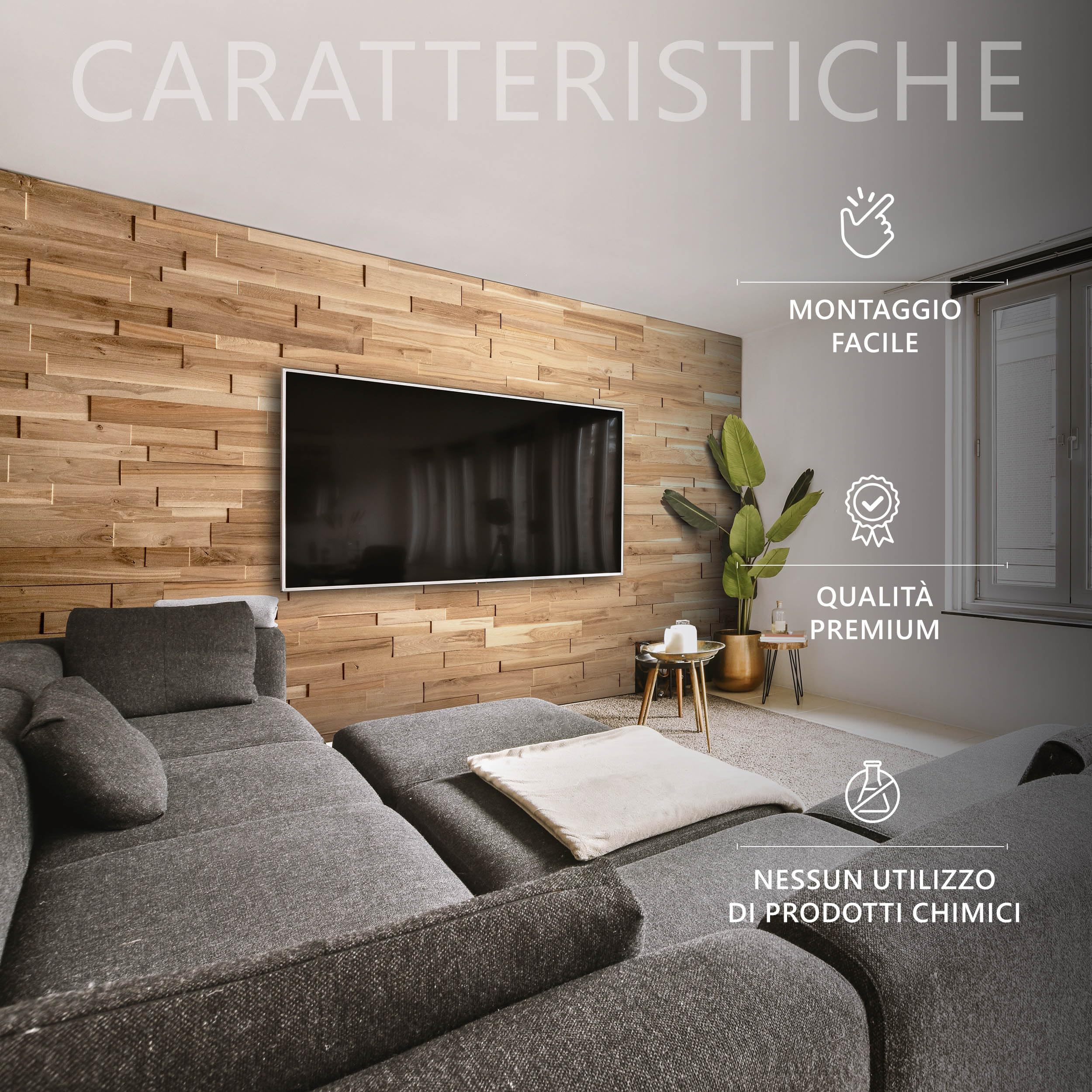 Pannello da parete 3D in rovere, rovere testurizzato, rivestimento in legno, Wooden Wall Design, OZO Rustic (1 m2)
